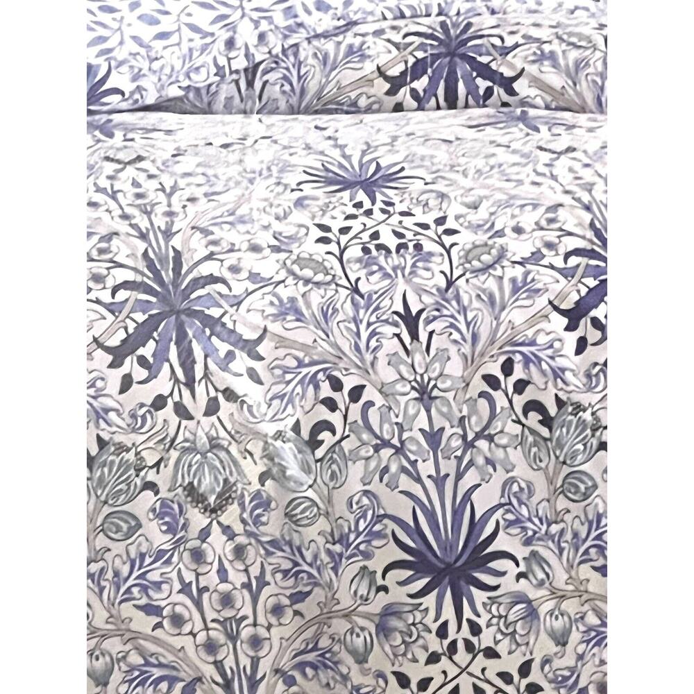 William MORRIS & CO. KING Duvet Cover Set Blue White Reversible COTTON - Picture 11 of 16